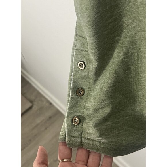 Jane And Delancey V Neck Green Short Sleeve Shirt Size XL Button Detail - Picture 4 of 14